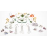 Collection of silver gem set jewellery including, emerald hoop earrings, two chrome diopside rings