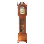 Modern mahogany longcase clock, with German FHS movement, arched dial with chapter ring having