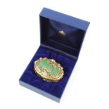 Halcyon Days Gilbert Collection green enamelled box set with paste set floral decoration,