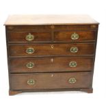 19th century mahogany straight front chest of two short over three long graduating drawers,