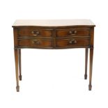 20th century mahogany serpentine sideboard, with single drawer over frieze drawer flanked by