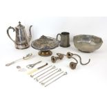 Victorian silver Princess pattern table spoon, 104 grms, a Victorian Japanese style coffee pot and