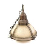 Cast metal and glass ceiling pendant light, h41cm diameter 32cm