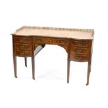 Early 20th century rosewood desk, having scrolling floral marquetry inlaid decoration,