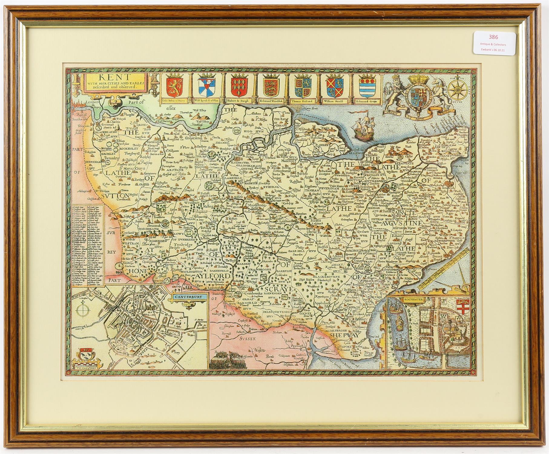 Map of Kent. Lithographic print of an engraving. F+G. 49 x 41cm. - Image 2 of 2