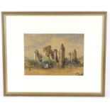 British nineteenth-century school, ruined castle. Watercolour. Framed and glazed.