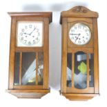 Mahogany chiming wall clock with dial marked Clairetta, Rabouin-Bodin, with pendulum, h73cm w 30cm,