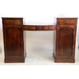 19th century mahogany pedestal sideboard, the bow front central section with three drawers on twin