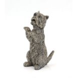 AMENDED DESCRIPTION Filled silver model of a West Highland Terrier, in the begging position,