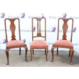 Set of four Queen Anne style mahogany dining chairs with drop-in seats, together with four mahogany