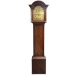 19th century mahogany 30 hour longcase clock, with arched brass dial with Roman and Arabic numerals