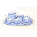 Royal Derby Wilmot part tea service, to include three cups and saucers, tea pot, sugar bowl,