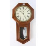 20th century drop dial wall clock with painted Roman dial with subsidiary seconds dial,