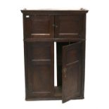 AMENDED DESCRIPTION 19th century oak cupboard, with moulded cornice above four cupboard doors,
