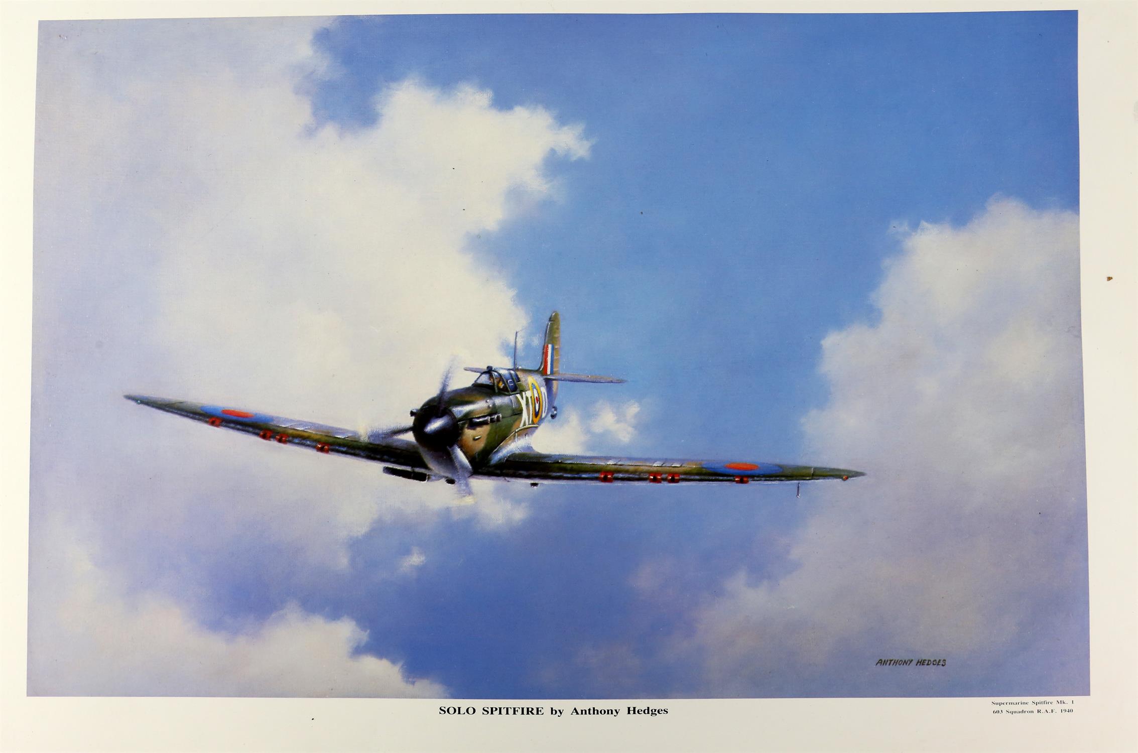 Anthony Hedges (twentieth century), large quantity of over 30 World War II fighter plane prints,