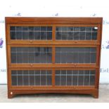 Mahogany and lead glazed bookcase H114 x W130 x D28