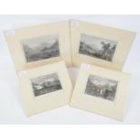 Set of nineteenth-century prints, to include 'Grindenwald' by E. Finden (image size 9 x 13cm) and