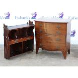 19th century mahogany bowfront commode, with four dummy drawers, on splayed bracket feet, h69cm w65.