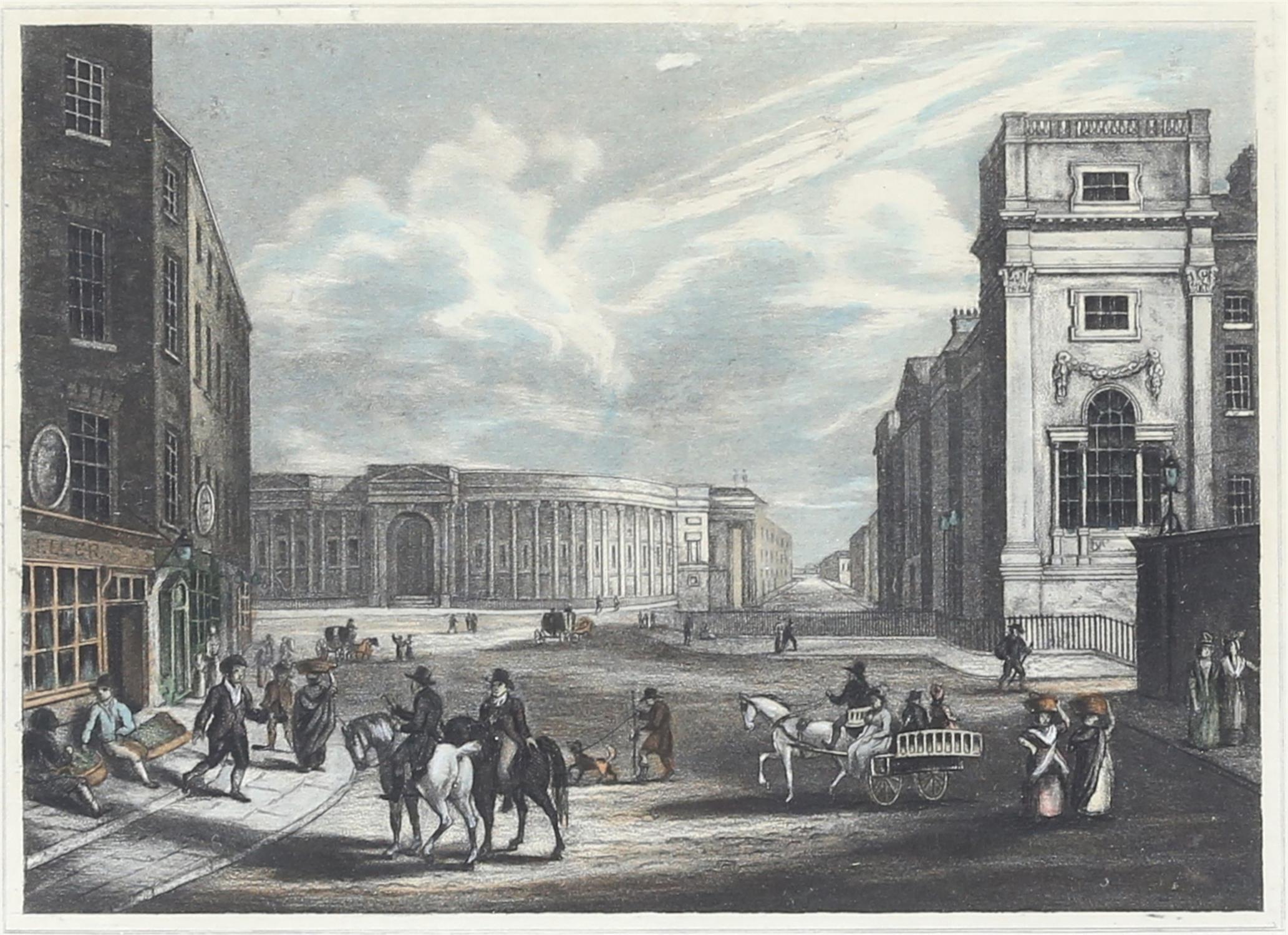 ‘Bank of Ireland’ and ‘Dublin’. Two hand coloured engravings. 32 x 43. (2)