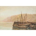 Attributed to John Varley (1778-1842). Lyme Regis, The End of the Cobb. Watercolour, unsigned,