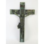 Cast metal crucifix, 43.5 x 27cm