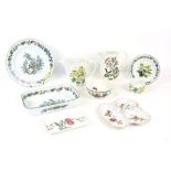 Royal Worcester Rosemary pattern plates x 7, 8 black mustard side plates, Royal Worcester herbs,