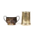 George VI silver glass-bottomed mug by Viner's Ltd., Sheffield, 1936, and a silver sugar bowl,