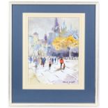 Sera M. Knight (British, contemporary), London street scene. Watercolour. Signed lower right.