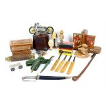 Mixed collection of items to include three daggers, a boxed vintage PIFCO Rotameter,