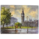 Anthony Hedges (twentieth century), Houses of Parliament, London. Oil on canvas. Signed lower left.