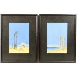 G. Parsons, pair of watercolours depicting Mediterranean and African scenes. Signed lower left.