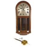 Oak cased two train wall clock