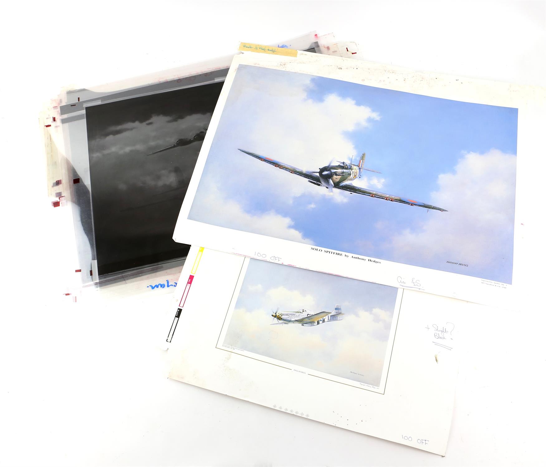 Anthony Hedges (twentieth century), set of loose prints and plates, mainly depicting planes.