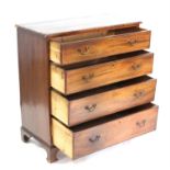 19th century mahogany straight front chest of four long graduated drawers on bracket feet h104cm