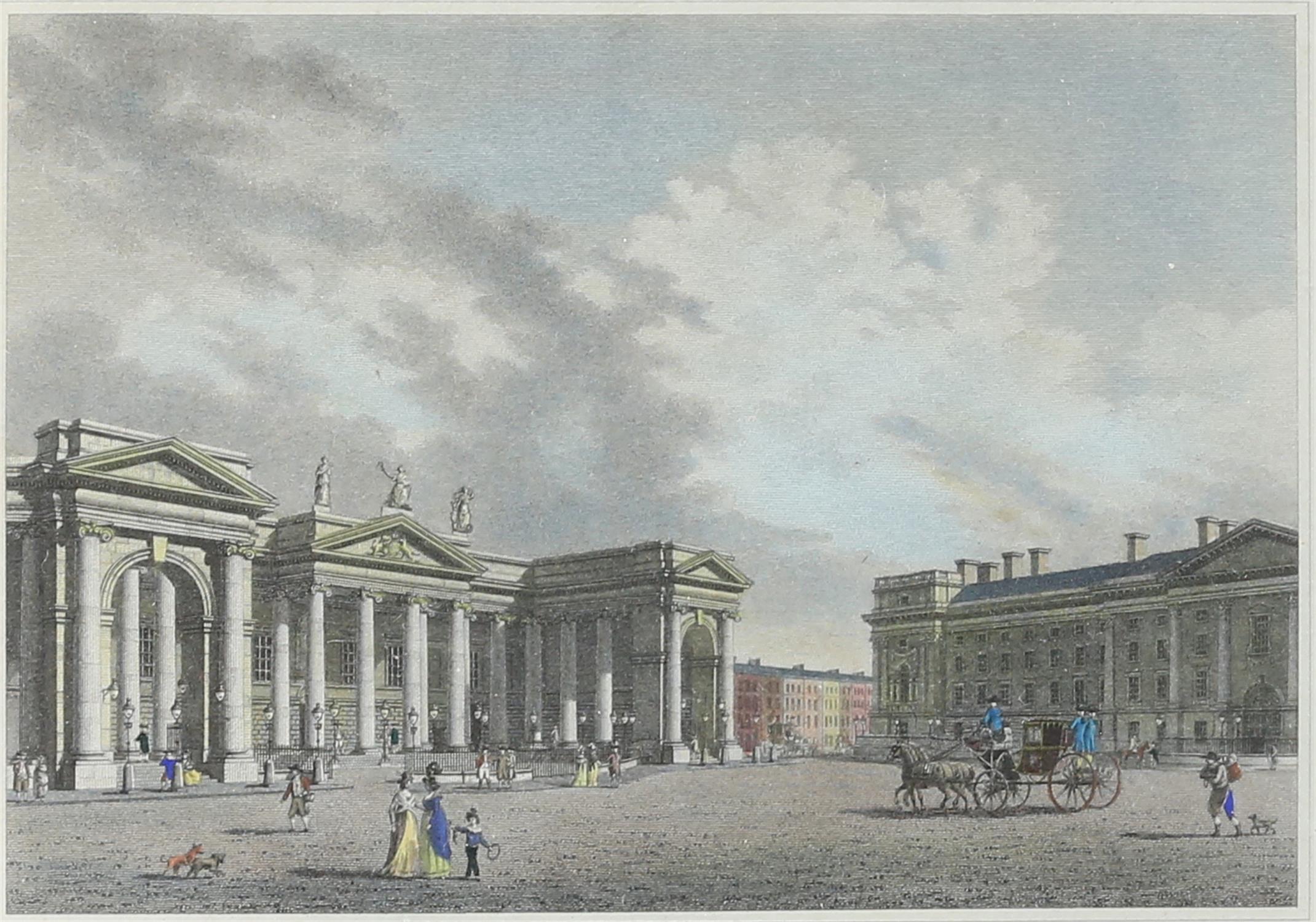 ‘Bank of Ireland’ and ‘Dublin’. Two hand coloured engravings. 32 x 43. (2) - Image 2 of 4