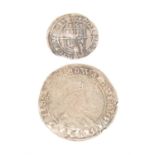 Two hammered coins, Edward VI, 3rd issue shilling C1551 and an Elizabeth I three pence 1565