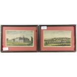 Pair of hand-coloured prints, 'The East View of St. Edmunds Bury in Suffolk' and Gosfield Hall,