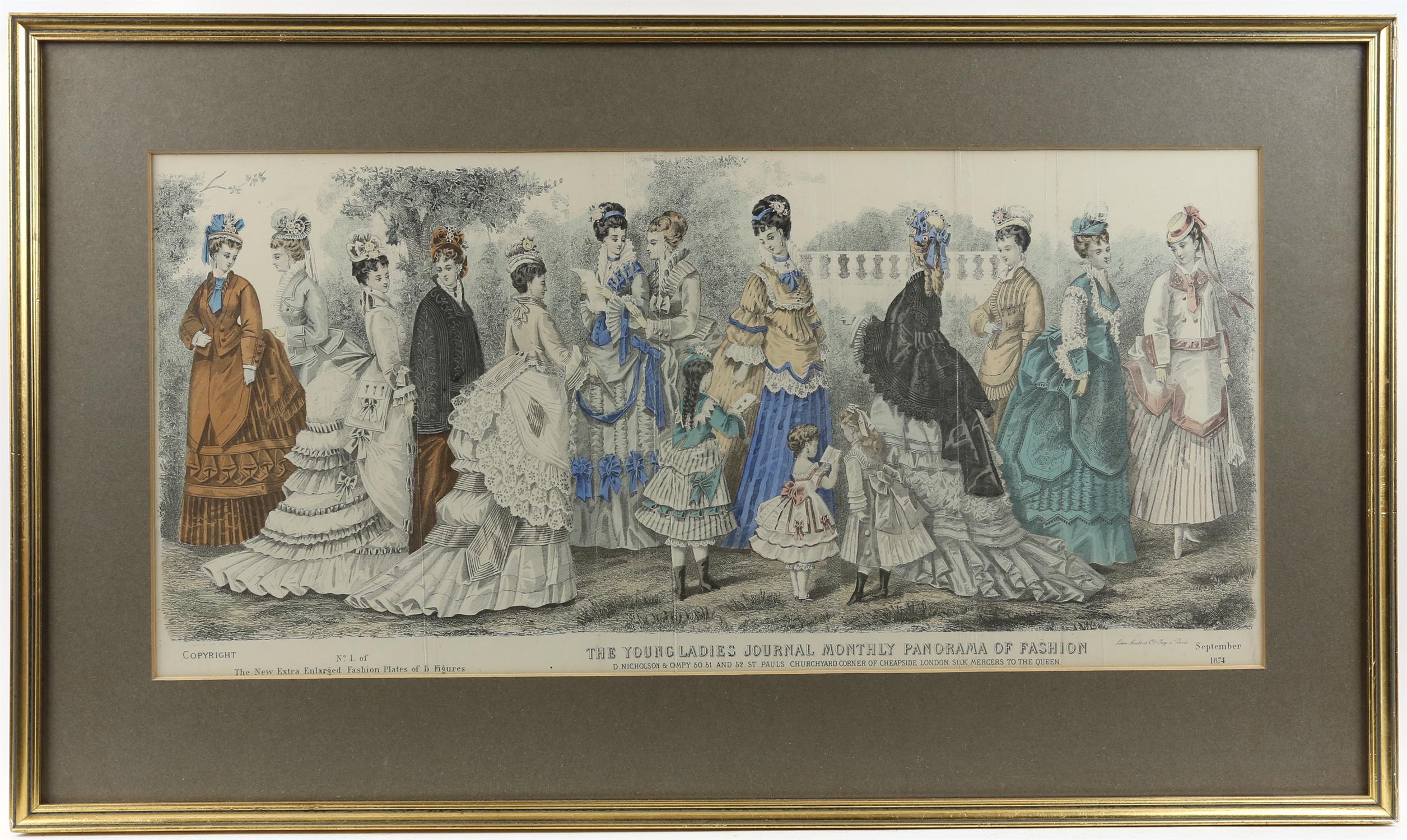 Collection of nineteenth-century British hand-coloured fashion prints: 'The Young Ladies' Monthly