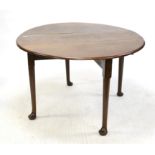 19th century mahogany drop leaf table, h70cm, together with a mahogany pot cupboard,