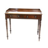 19th century oak foldover tea table, single drawer on square tapering legs, together with a