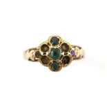 Antique ring with set with foil back stones, mount in 9 ct gold, ring size N 1/2