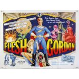 Flesh Gordon (1974) British Quad film poster, directed by Howard Ziehm and Michael Benveniste,