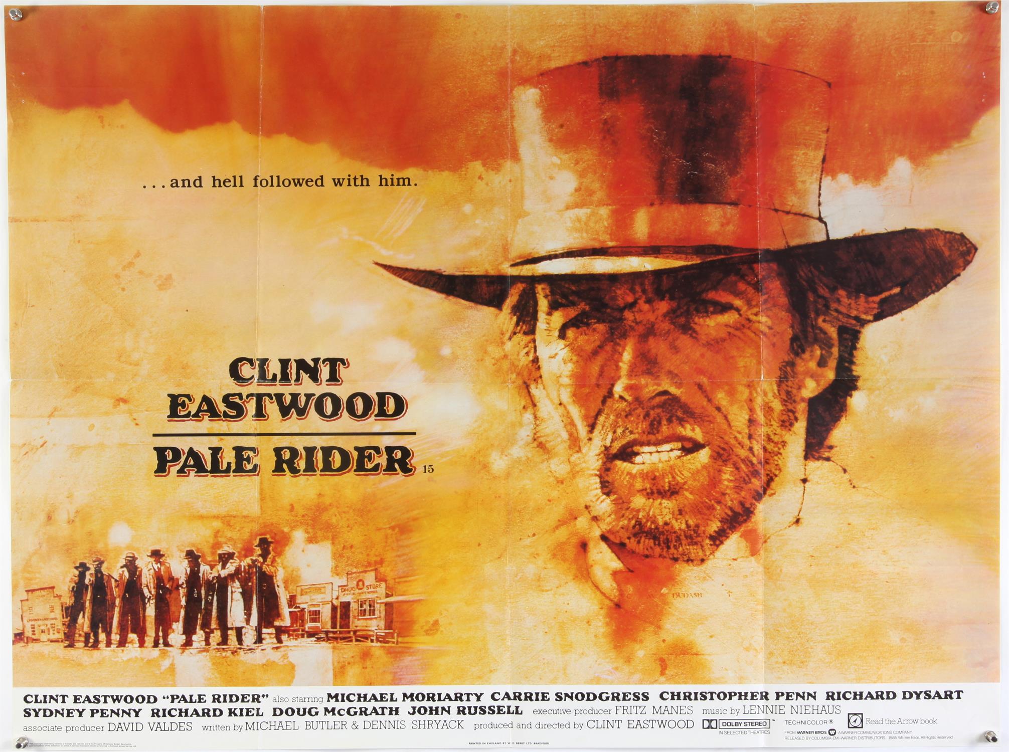 Pale Rider (1985) British Quad film poster for the Clint Eastwood western with poster illustration