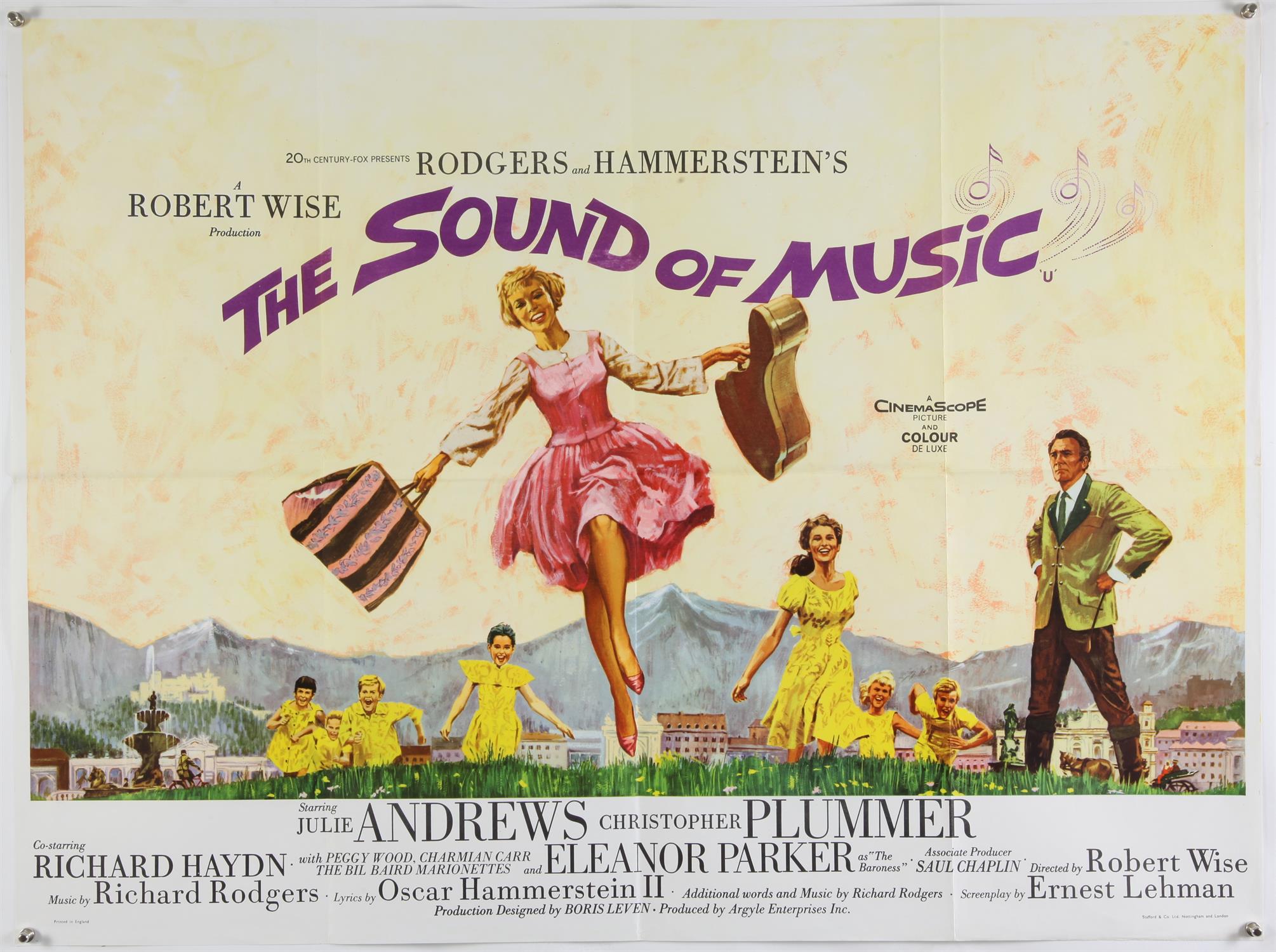 The Sound of Music (1965) British Quad film poster, starring Julie Andrews, folded, 30 x 40 inches.