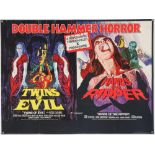Twins of Evil / Hands of the Ripper (1971) British Quad Double-bill film poster, Double Hammer