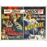 The Evil of Frankenstein / Nightmare (1964) British Quad Double Bill film poster,