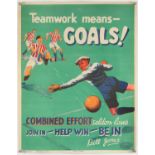 'Teamwork Means Goals!' - Original Vintage information poster by Bill Jones, Printed in England,