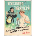 'Excuse are poor substitutes for Results' - Original Vintage information poster by Bill Jones,