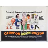 Carry On Again Doctor (1969) British Quad film poster, artwork by Arnaldo Putzu, comedy starring