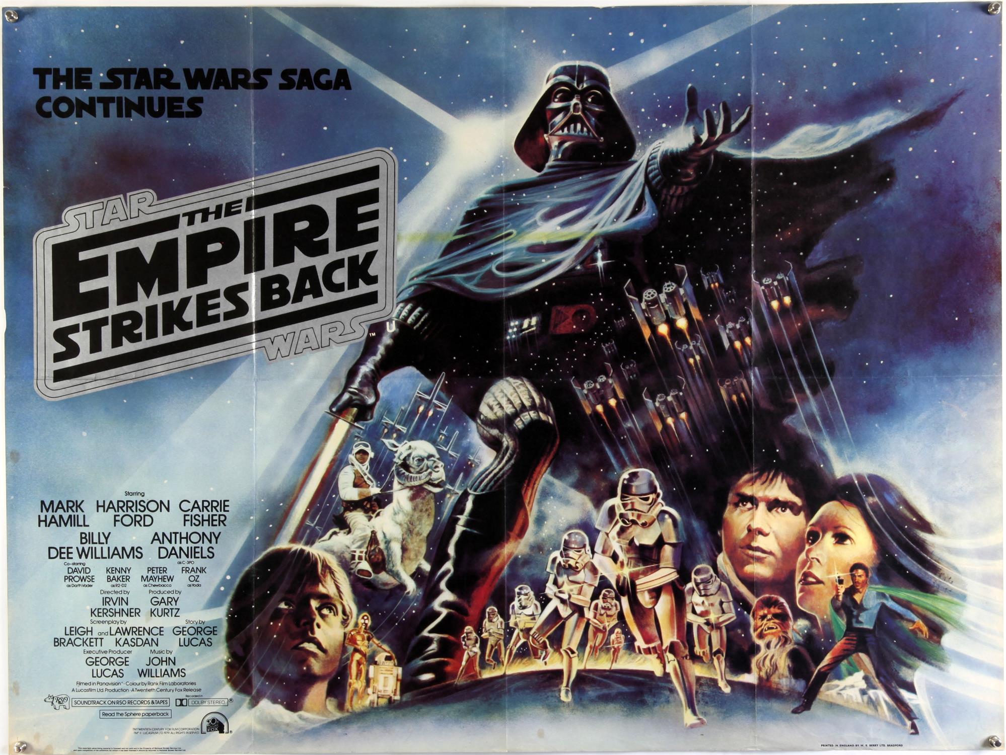 Star Wars The Empire Strikes Back (1980) British Quad film poster, artwork by Drew Struzan, folded,